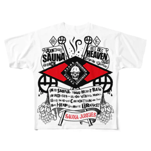 SAUNA HEAVEN(デカプリント） 풀그래픽 티셔츠