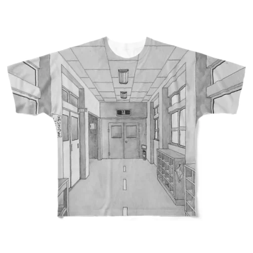 小学校の廊下 フルグラフィックTシャツ