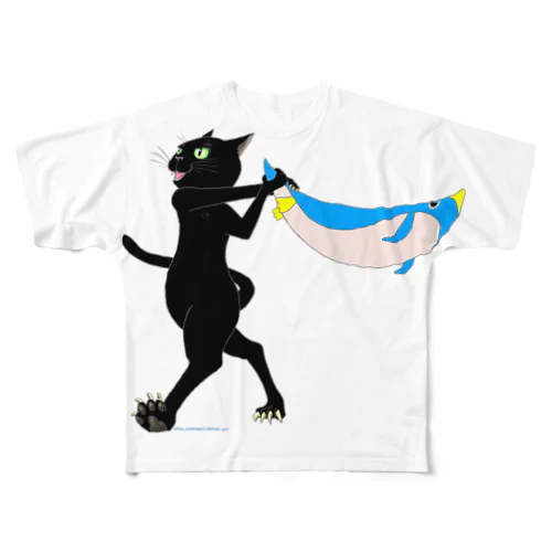 フルスイング猫 フルグラフィックTシャツ