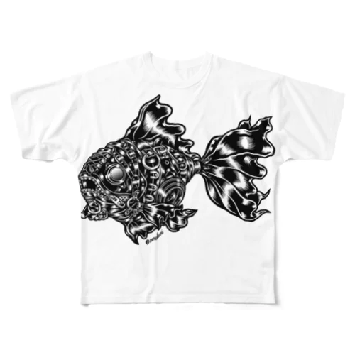 Animalia Kinky “ Black Gold Fish ” All-Over Print T-Shirt