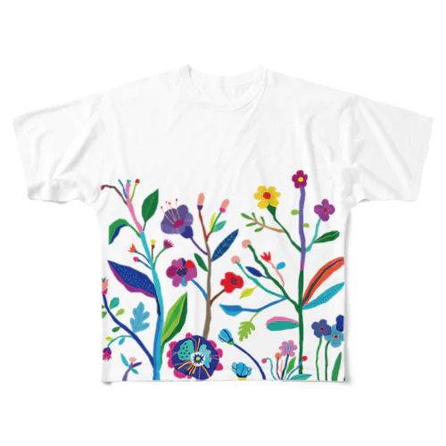 カラフル植物 풀그래픽 티셔츠
