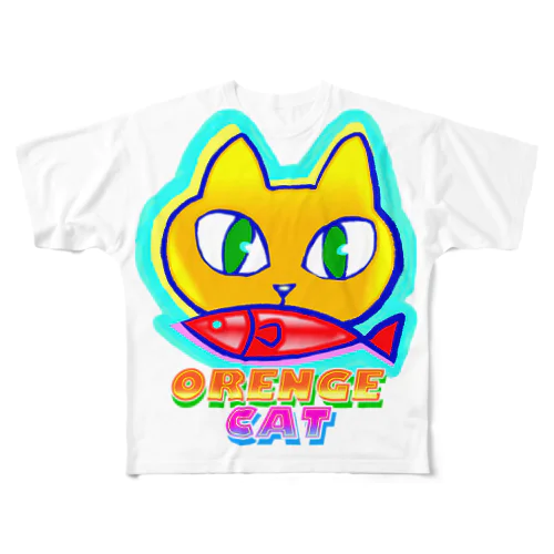 🍊🐈 オレンジキャット🍊🐈　ライト All-Over Print T-Shirt