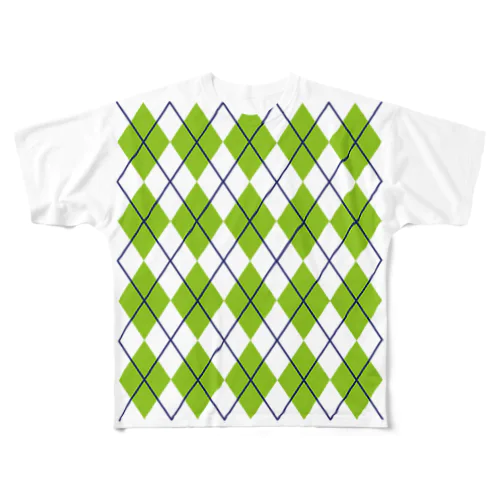 グリーンアーガイル フルグラフィックTシャツ