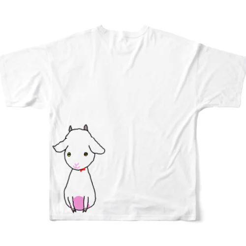 ヤギヤギTシャツ(白ヤギ) 풀그래픽 티셔츠