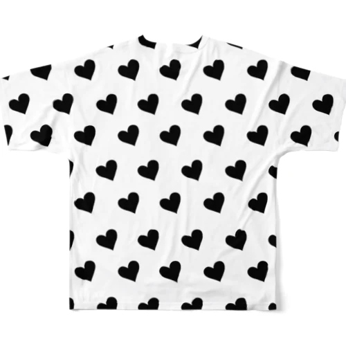 黒いハート All-Over Print T-Shirt