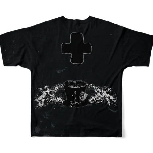 シルクハットと十字架と天使達 フルグラフィックTシャツ