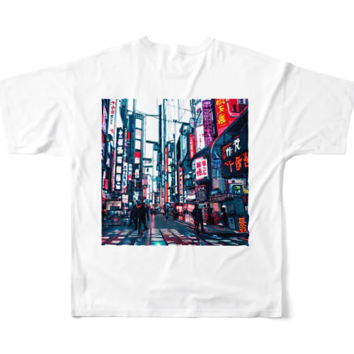 cyber in Tokyo (背面) フルグラフィックTシャツ