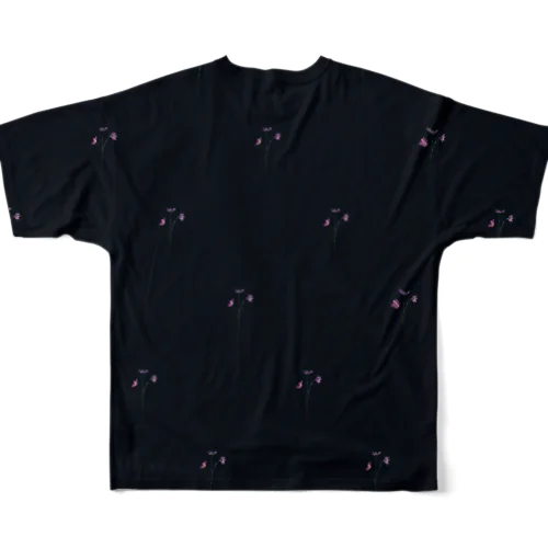 navy × little flower pattern フルグラフィックTシャツ