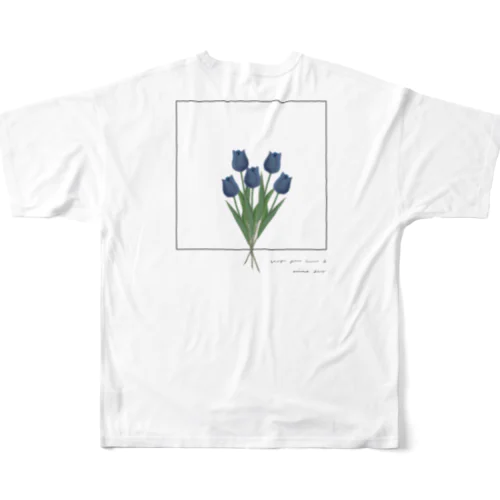 blue tulip bouquet , logo flame フルグラフィックTシャツ