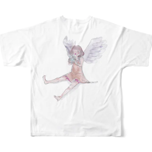 お天使ちゃん、雪を食べる。 All-Over Print T-Shirt