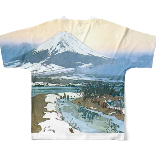 日本画：Fuziyama 吉田博_冨士拾景 河口湖 フルグラフィックTシャツ