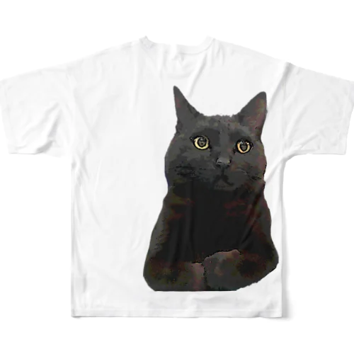 ぼんやり黒猫 フルグラフィックTシャツ