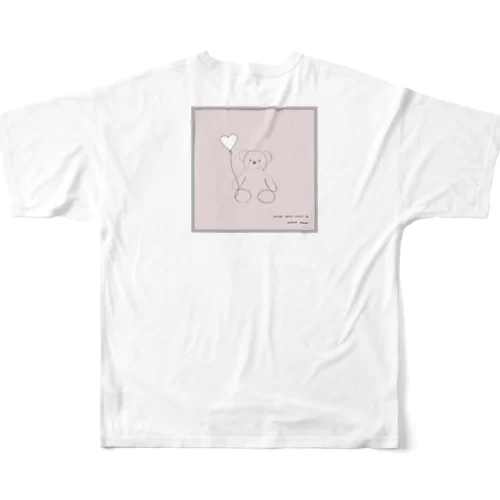 🧸 Bear and heart white balloon . フルグラフィックTシャツ