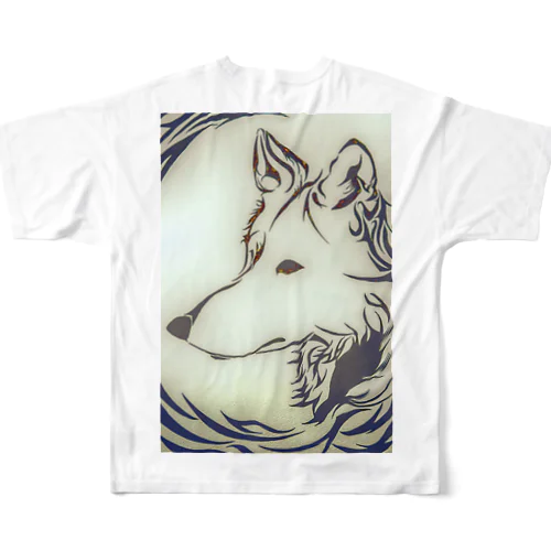 オオカミ タトゥー All-Over Print T-Shirt