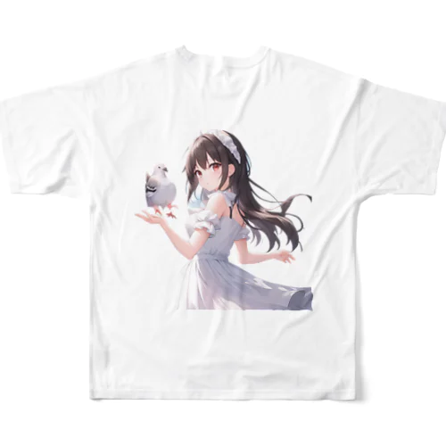 鳥界のアイドル❤️鳩のハトコ様 フルグラフィックTシャツ