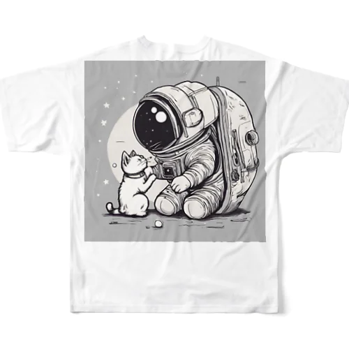 宇宙飛行士と猫 All-Over Print T-Shirt