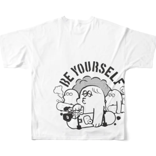 ぱぱゆーモノトーンキャラ_gray フルグラフィックTシャツ