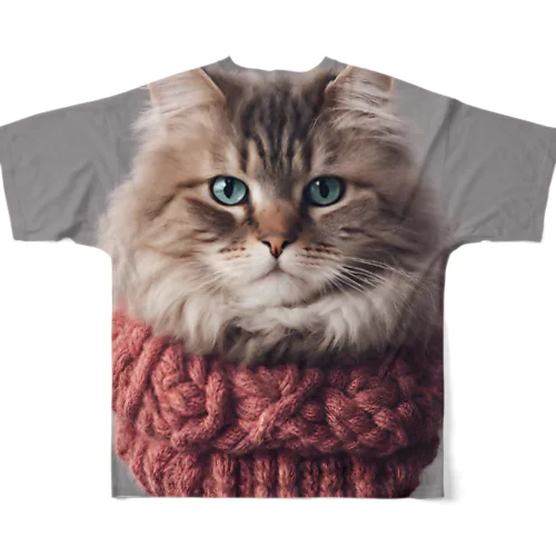 サンタを信じてる猫 All-Over Print T-Shirt