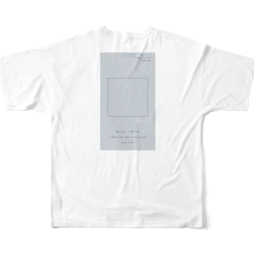 ⬜︎ gray blue logo frame  フルグラフィックTシャツ