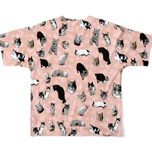 I LOVE CAT's　(PINK) 猫だらけ！最高にキュートな猫パラダイス！ フルグラフィックTシャツ