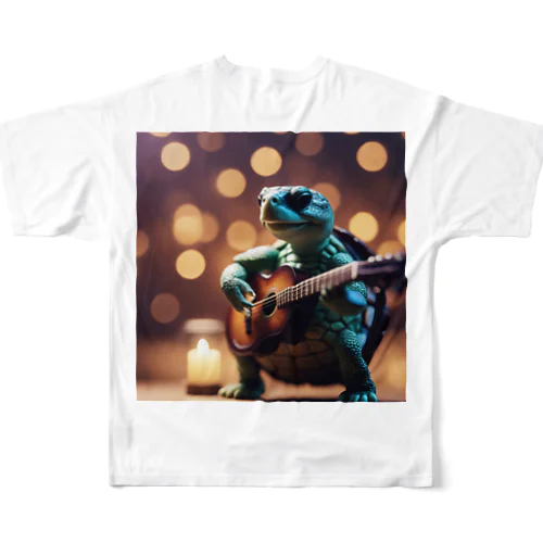 ギター好きな亀たん フルグラフィックTシャツ
