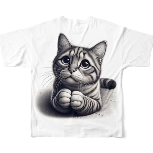 おねだり猫 All-Over Print T-Shirt