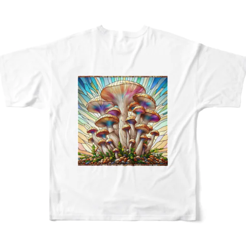 ステンドグラスタッチのしめじ All-Over Print T-Shirt