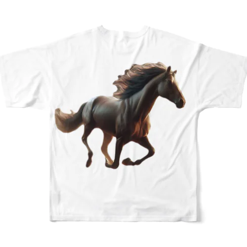 あなたの愛馬！力強く走る馬 フルグラフィックTシャツ