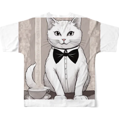 紳士な猫 フルグラフィックTシャツ