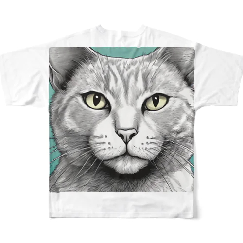 ドアップ猫 フルグラフィックTシャツ