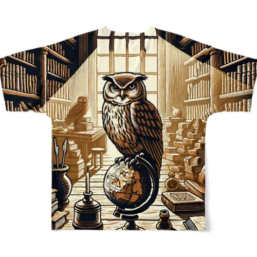 Owl and knowledge フルグラフィックTシャツ