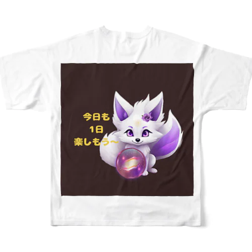 ノルンの可愛い双子白狐(びゃっこ)のプラムくんグッズ All-Over Print T-Shirt