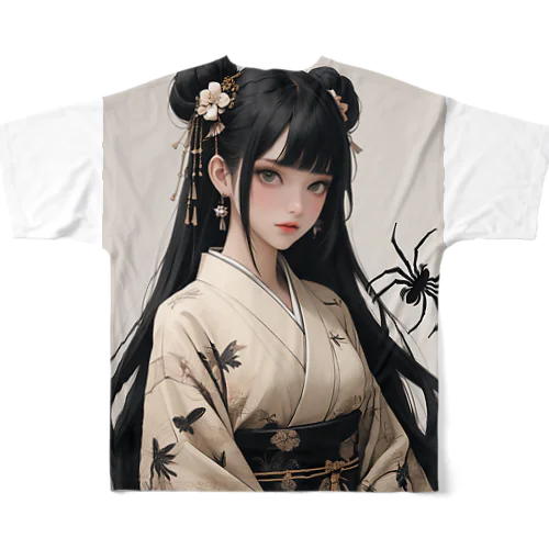 黒髪「蜘蛛と私」 All-Over Print T-Shirt