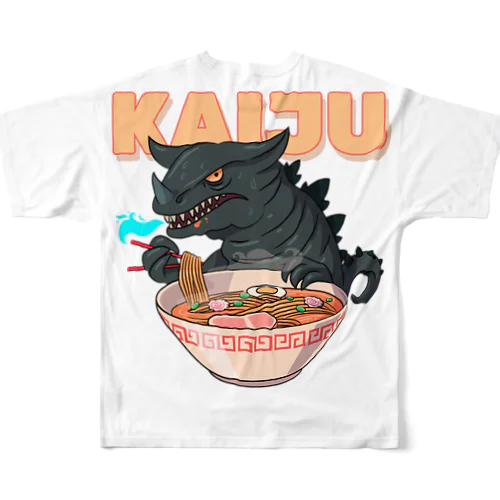 レトロアニメ怪獣ラーメン  フルグラフィックTシャツ