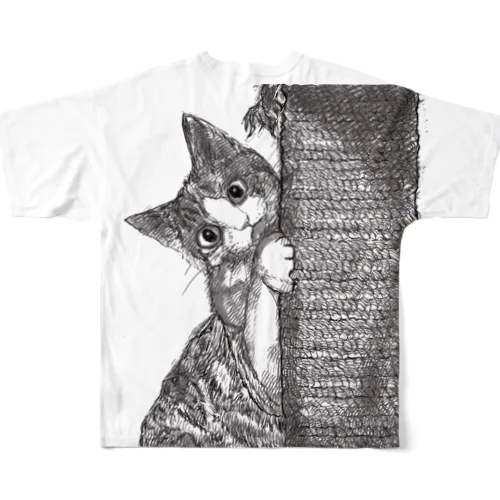のぞき見 猫ちゃん All-Over Print T-Shirt