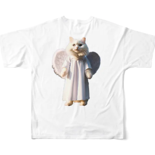 かわいい天使の子猫と悪魔の子猫 フルグラフィックTシャツ