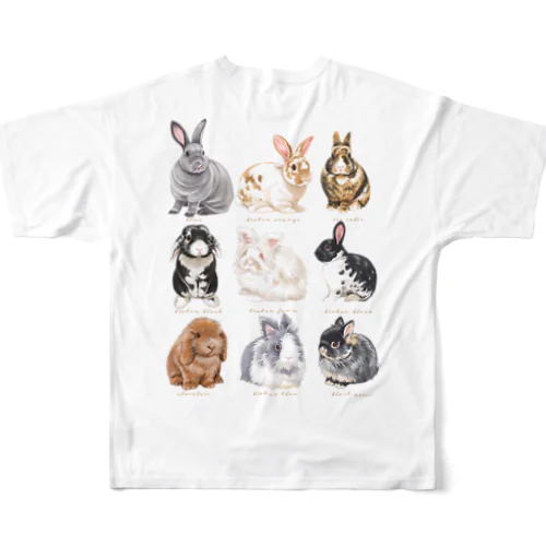 レアっ子系うさぎさん「背面デザイン」 All-Over Print T-Shirt