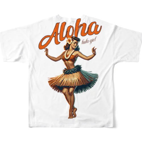 ビンテージアロハフラガール Vintage Aloha Hula Gril in Hawaii All-Over Print T-Shirt