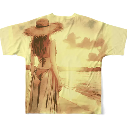 sunset  sepia フルグラフィックTシャツ