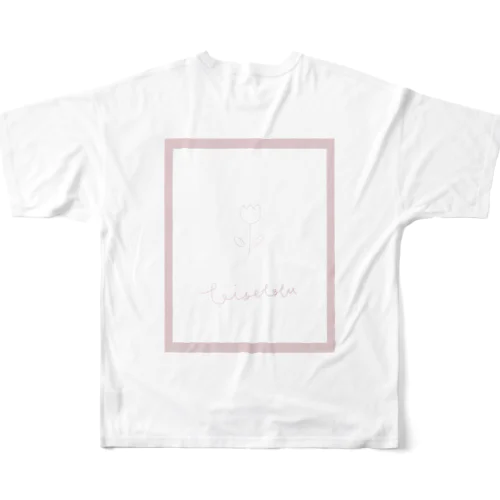 ピンクの線画🌷チューリップ フルグラフィックTシャツ