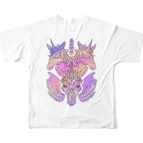 (ウラ)ユメカワユニコーン🦄🌈 フルグラフィックTシャツ