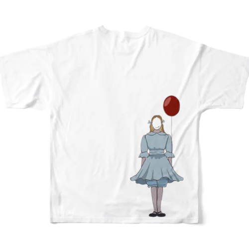 風船と女の子 フルグラフィックTシャツ