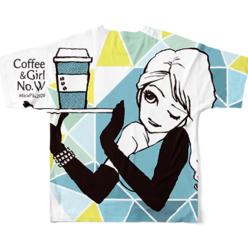Coffee&Girls "No.W"（バックプリント） フルグラフィックTシャツ