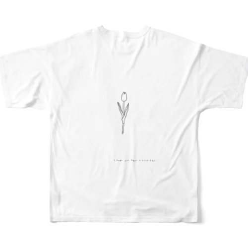 線画チューリップ Message フルグラフィックTシャツ