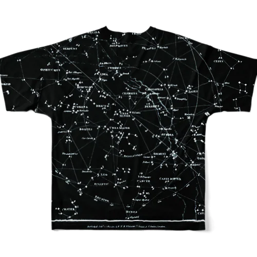 アンティーク星図［黒］ All-Over Print T-Shirt