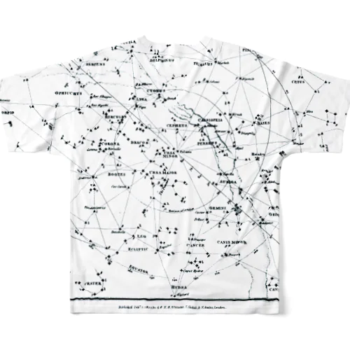 アンティーク星図［白］ フルグラフィックTシャツ