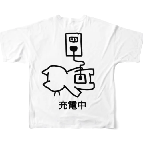 ねこっぽ　充電中 フルグラフィックTシャツ