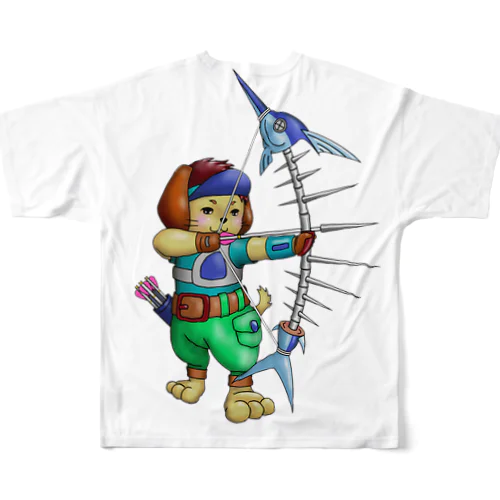 アーチェリー犬魚骨001 All-Over Print T-Shirt