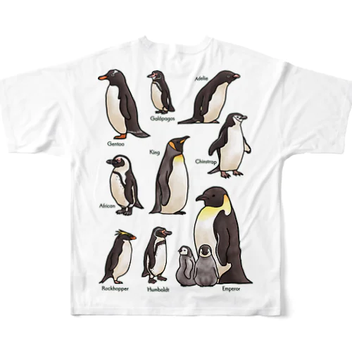 ペンギンだらけ フルグラフィックTシャツ