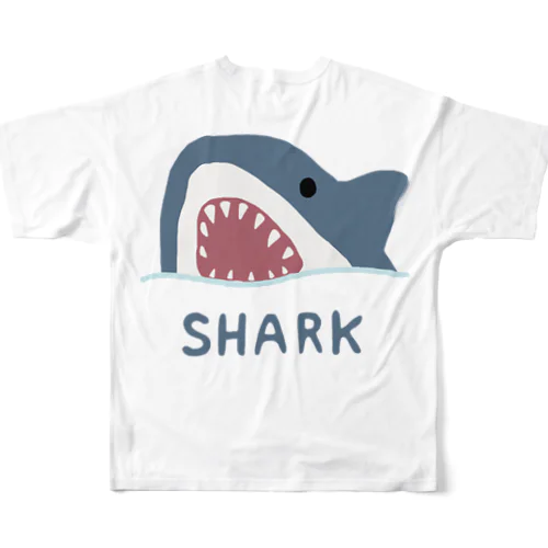 【バックプリント】 サメ フルグラフィックTシャツ